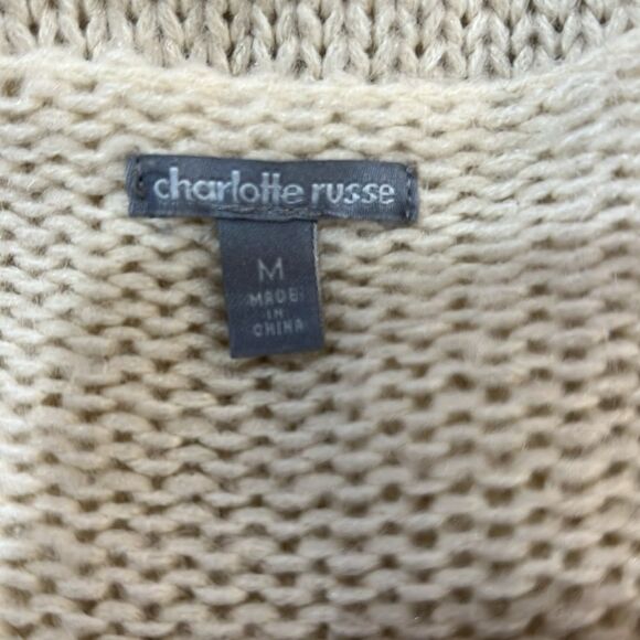Charlotte Russe Cream Cable Knit Fisherman Y2K Sweater V-Neck Cozy Women’s M - Picture 5 of 7
